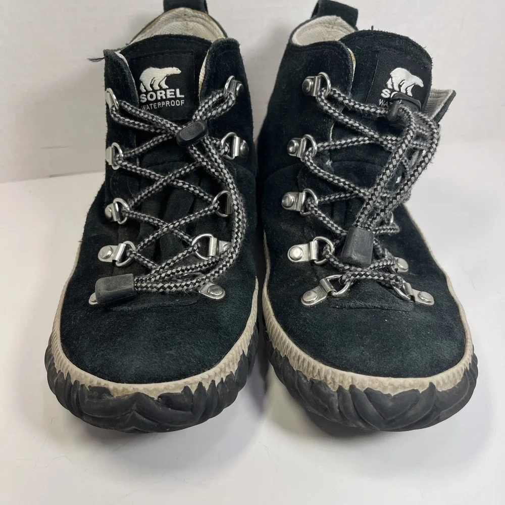 Sorel Out N About Black Wool Felt Duck Boots Ankle Waterproof Women's Size 4